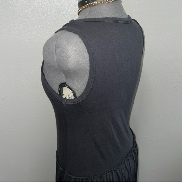 Distressed Tank Top Maxi Dress Women’s Size Medium Tiered Dress Dark Grey - Picture 8 of 14